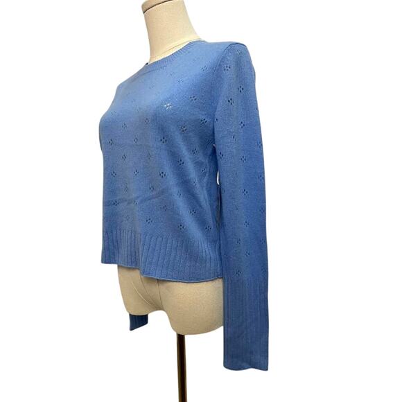 NWT! Guest In Residence Shrunken Pointelle Crew in French Blue M - Picture 6 of 11